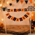 Helovino torto ir užkandžių dekoracija – dviejų eilių „Happy Halloween“ girliandos formos smeigtukas su voru ir voratinkliu, 22 × 19 cm
