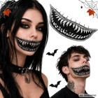 Laikina „Halloween“ tatuiruotė su pabaisos burna ir aštriais dantimis, 12 × 5 cm