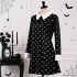 Vaikiška kostiuminė suknelė su kaukolių raštu, Wednesday Addams, 125–135 cm