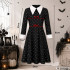 Vaikiška kostiuminė suknelė su kaukolių raštu, Wednesday Addams, 125–135 cm