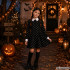 Vaikiška kostiuminė suknelė su kaukolių raštu, Wednesday Addams, 125–135 cm