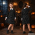 Vaikiška kostiuminė suknelė su kaukolių raštu, Wednesday Addams, 125–135 cm