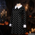 Vaikiška Wednesday Addams įkvėpta Helovino suknelė-kostiumas su kaukolių raštu, 115–125 cm