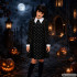 Vaikiška Wednesday Addams įkvėpta Helovino suknelė-kostiumas su kaukolių raštu, 115–125 cm