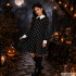 Vaikiška Wednesday Addams įkvėpta Helovino suknelė-kostiumas su kaukolių raštu, 115–125 cm