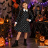 Vaikiška Wednesday Addams stiliaus kostiumo suknelė Helovinui, juoda, 135–145 cm