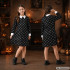 Vaikiška Wednesday Addams stiliaus kostiumo suknelė Helovinui, juoda, 135–145 cm