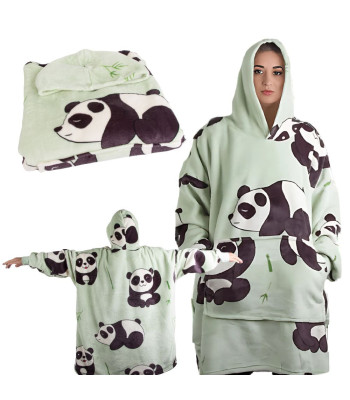 Šiltas panda džemperis-pledas, 2 viename, su gobtuvu, oversize, XXL