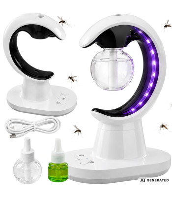 Oro drėkintuvas ir aromaterapinis difuzorius su LED naktine lempute bei vabzdžių atbaidymo funkcija, USB, 20 × 15,5 × 9,5 cm
