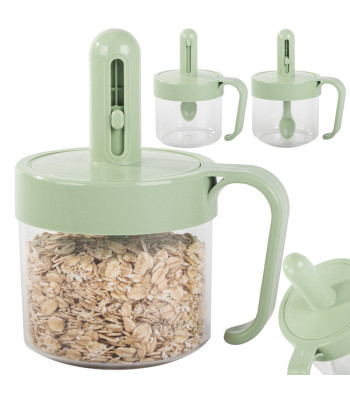 Uždaromas virtuvinis indelis maisto produktams su šaukšteliu ir rankenėle, 0,2 l, 13 cm