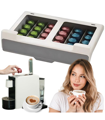 Pakabinamas kavos kapsulių laikiklis, 6 skyreliai, Nespresso ir Dolce Gusto kapsulėms, 30 kapsulių, 27 × 7 cm, 07306