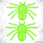 Fluorescenciniai žali vorai – „Halloween“ dekoracija, 2 vnt., 11 × 7 cm