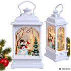 Kalėdinis LED žibintas su sniego seniu, baltas, 14 × 7 × 4 cm