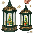 Kalėdinis LED žibintas-lampionas su eglute, 14 × 6,5 cm