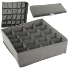 Organizatorius stalčiui, apatiniams drabužiams ir kojinėms, pilkas, 20 skyrelių, 30 × 30 × 10 cm