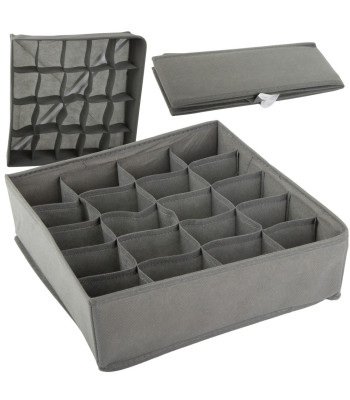 Organizatorius stalčiui, apatiniams drabužiams ir kojinėms, pilkas, 20 skyrelių, 30 × 30 × 10 cm