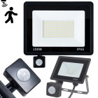LED lauko prožektorius su judesio ir sutemų jutikliais, 100W, 6000K, IP66, 18,5 × 24 × 3,5 cm