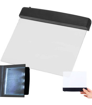 Nešiojama LED skaitymo lemputė – knygos puslapio apšvietimo skydelis, juoda, 17,5 × 14,5 cm