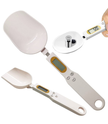 Elektroninės virtuvinės svarstyklės-šaukštas su LCD ekranu, baltos, 26,5 cm