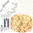 LED šviesos užuolaida su pulteliu, USB, šiltai balta, 300 LED, 3 m