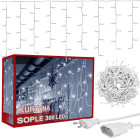 LED šviesos užuolaida „varvekliai“, šaltai balta, 300 LED, 10 m