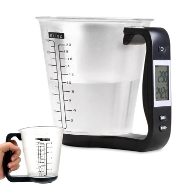 Elektroninės virtuvinės svarstyklės-kubeklis su LCD ekranu, 1 kg / 1 g