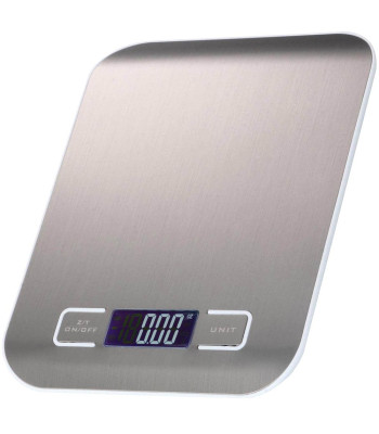 Elektroninės virtuvinės svarstyklės su LCD ekranu, plieno paviršiumi, 5 kg / 1 g
