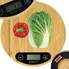 Elektroninės bambukinės virtuvinės svarstyklės su LCD ekranu, apvalios, iki 5 kg