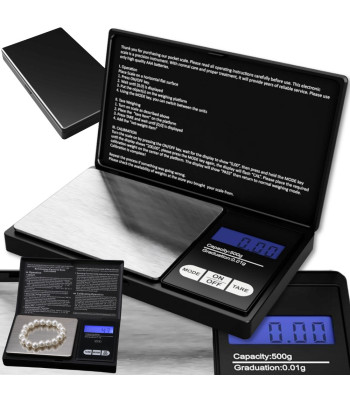 Elektroninės juvelyrinės kišeninės svarstyklės, juodos, 500 g / 0,1 g