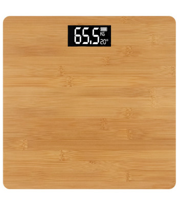 Elektroninės bambukinės vonios svarstyklės su LCD ekranu ir temperatūros matavimu, iki 180 kg, 28 × 28 × 3 cm