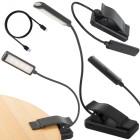 Juoda USB įkraunama skaitymo lemputė su segtuku, 9 LED