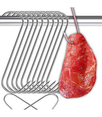 Nerūdijančiojo plieno kabliai mėsai rūkyti ir brandinti, 10 vnt., 18 cm