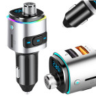 Bluetooth FM siųstuvas ir greitojo įkrovimo automobilinis įkroviklis su 2 USB jungtimis, sidabrinės ir juodos spalvos