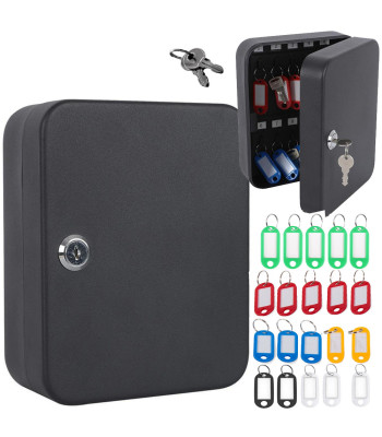 Metalinė raktų dėžutė-seifas su spyna ir kabliukais, 48 raktams