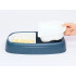 Dvigubas plastikinis dubenėlis šunims ir katėms su išimamais indeliais maistui ir vandeniui, mėlynas, 34,5 × 20 cm