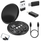 Adapterių rinkinys telefonui su dėklu, USB-C, micro USB, USB-A ir Lightning jungtimis, 5 viename, 82,5 mm × 10 mm