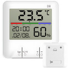 Vidaus orų stotelė su LCD ekranu, termometru, higrometru ir laikrodžiu, 9 × 9 × 2,5 cm