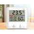 Vidaus orų stotelė su LCD ekranu, termometru, higrometru ir laikrodžiu, 9 × 9 × 2,5 cm