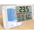 Vidaus orų stotelė su LCD ekranu, termometru, higrometru ir laikrodžiu, 9 × 9 × 2,5 cm