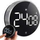 Skaitmeninis magnetinis virtuvės laikmatis ir chronometras, juodas, 8 × 2,5 cm