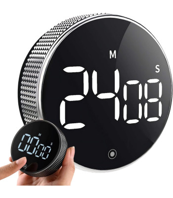 Skaitmeninis magnetinis virtuvės laikmatis ir chronometras, juodas, 8 × 2,5 cm