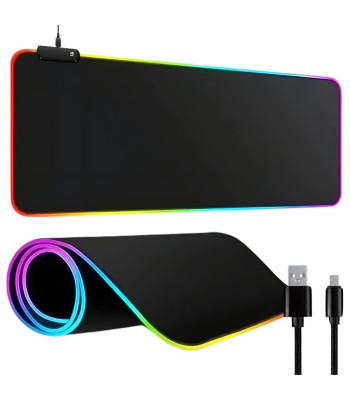 RGB LED žaidimų kilimėlis pelei ir klaviatūrai, USB, juodas, XXL, 90 × 40 × 0,4 cm