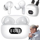 Belaidės į ausis įstatomos Bluetooth ausinės su mikrofonu ir LED įkrovimo dėklu F05