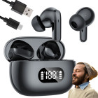 Belaidės į ausis įstatomos „Bluetooth“ ausinės su įkrovimo dėklu, LED ekranu ir mikrofonu F05