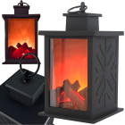 Dekoratyvinis LED žibintas su judančios liepsnos efektu, juodas, 22cm x 14cm x 14cm