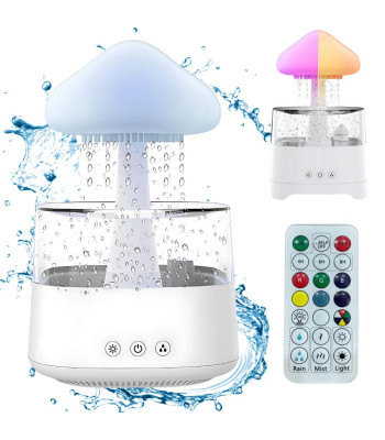 Oro drėkintuvas ir aromaterapinis difuzorius su RGB LED lempute, nuotolinio valdymo pulteliu ir USB
