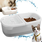 Automatinė fontaninė gertuvė ir maisto dubenėlis katei bei mažam šuniui, 2 viename, USB, 2,5 l, 30,5 × 16,5 × 11 cm