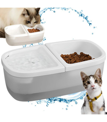 Automatinė fontaninė gertuvė ir maisto dubenėlis katei bei mažam šuniui, 2 viename, USB, 2,5 l, 30,5 × 16,5 × 11 cm