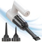 Belaidis 2 viename rankinis automobilinis dulkių siurblys ir pūstuvas su USB įkrovimu, filtru bei antgaliais, 17 cm × 14 cm × 13,5 cm