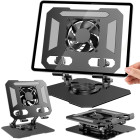 Reguliuojamas metalinis stovas planšetei su USB ventiliatoriumi, 4–16 colių